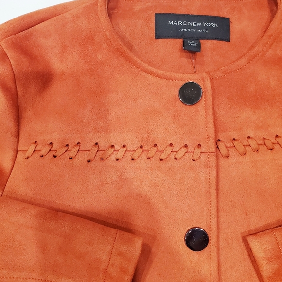 Dark Rust Faux Suede 3/4 Sleeve Jacket - Picture 3 of 5
